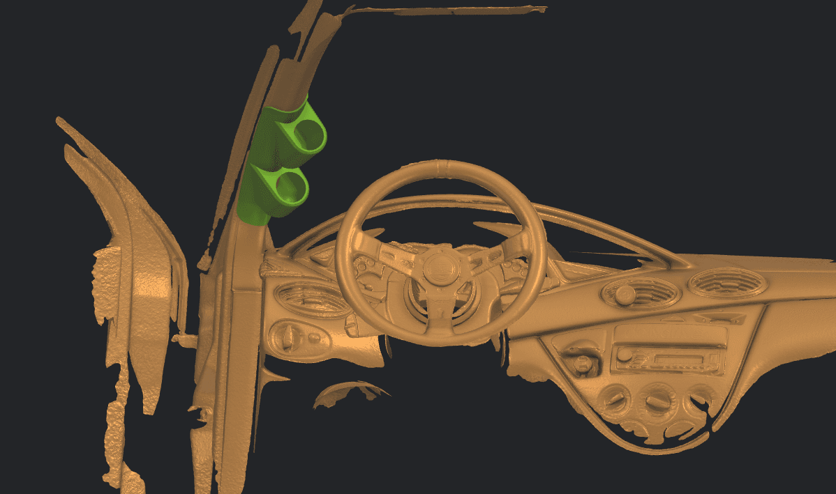 Dual pressure gauge pod fitted to the Ford Fiesta A-pillar scan