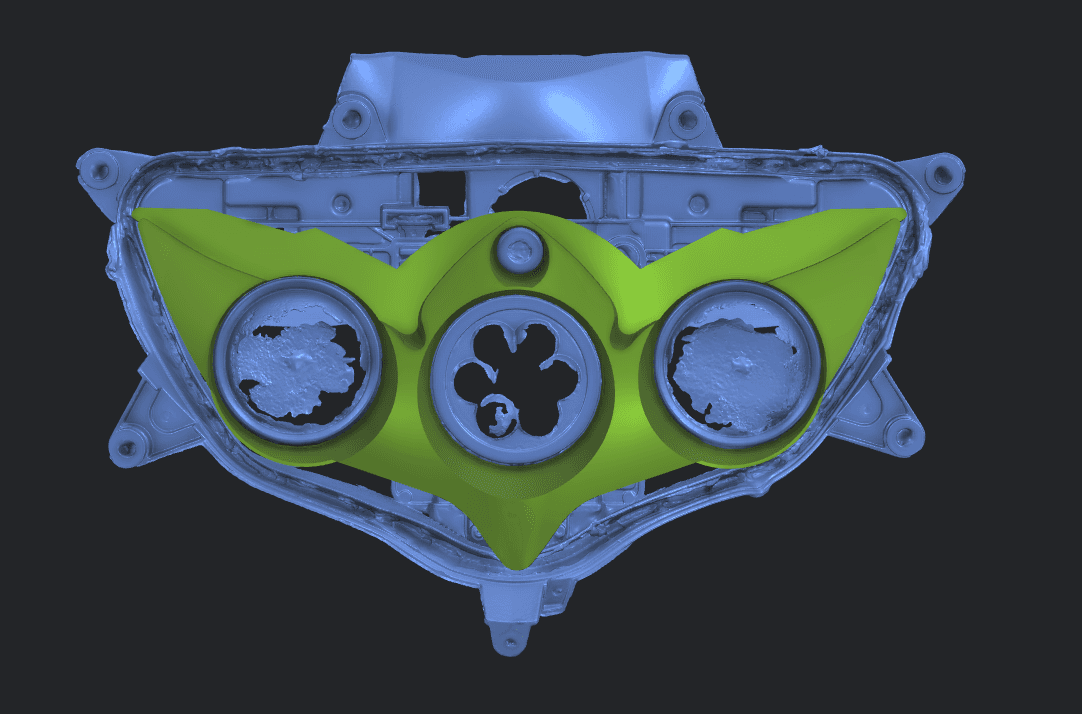 Custom green headlight bezel fitted to the Suzuki GSX-R 600 scan