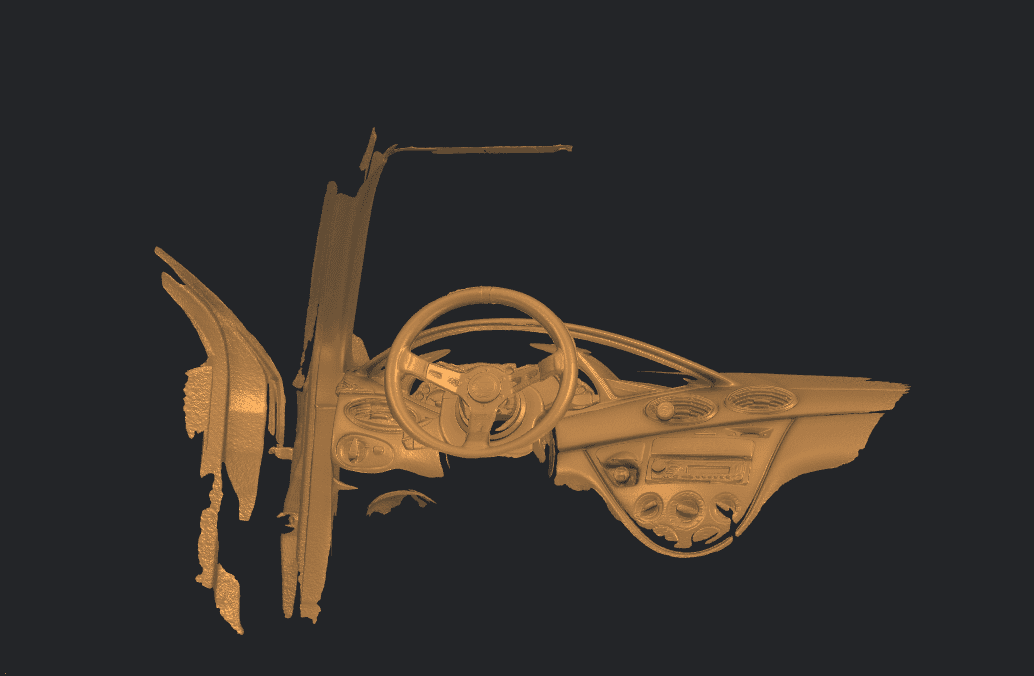 3D scan of Ford Fiesta dashboard, A-pillar, and open door area